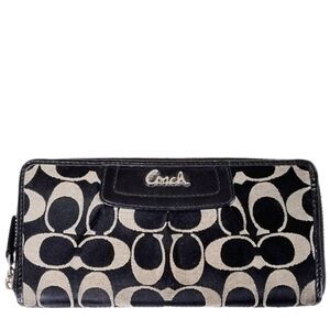 🖤 Vintage Y2K Coach Ashley Black Gray Pleated Signature Zip Around Wallet